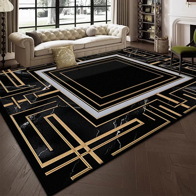Luxury Black Marble Carpet for Living Room Bedroom Decoration Sofa Large Area Rug Cloakroom Office Fluffy Mat