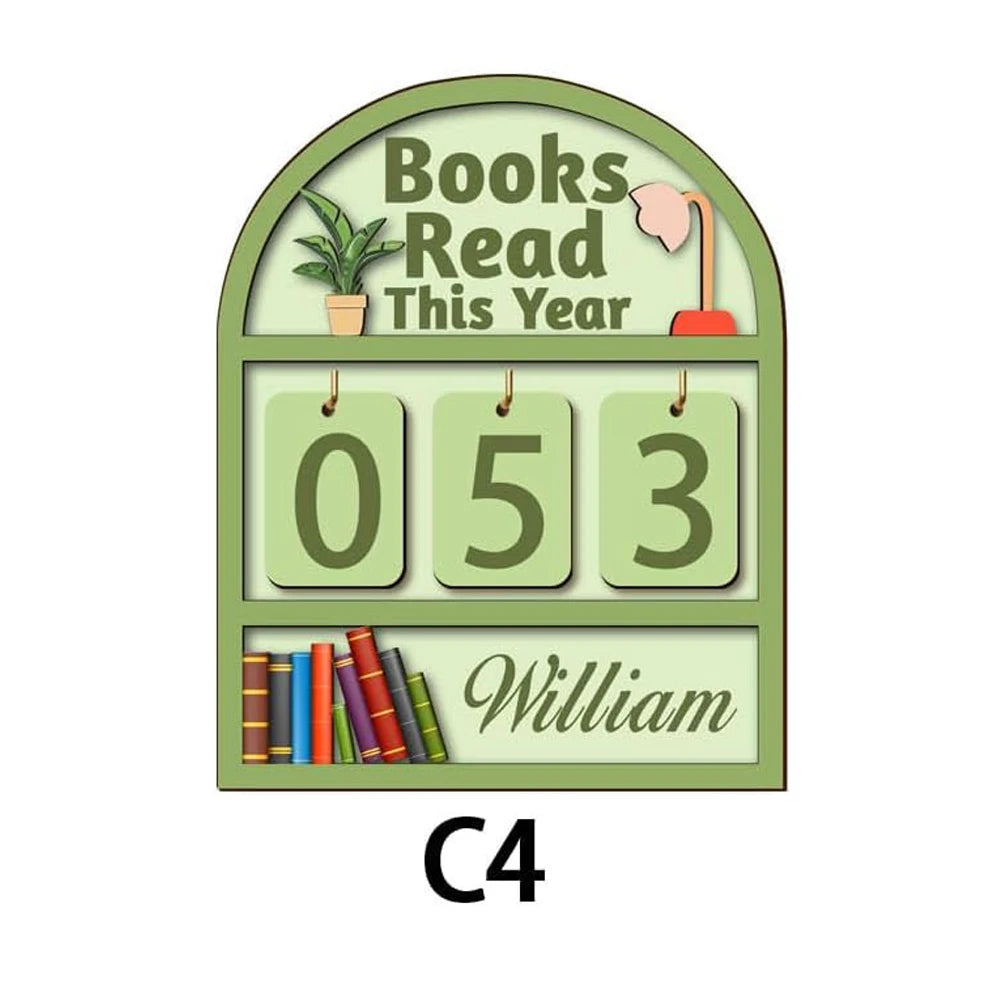 Custom Wooden Book Tracker Sign for Readers - Personalized Books Read Counter & Reading Challenge Tracker