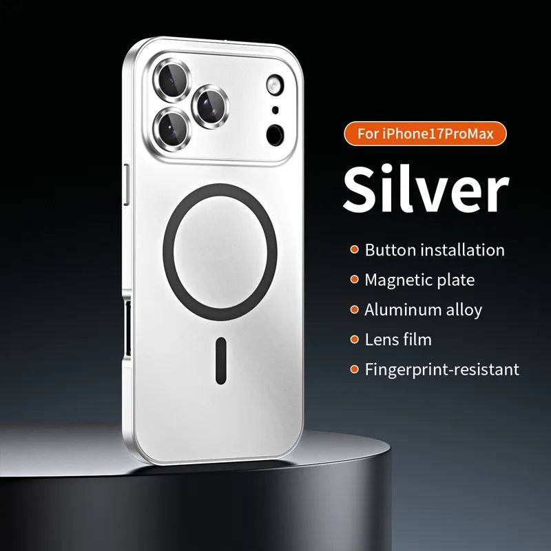 For iPhone Air / 17 Pro Max Magnetic Alloy Snap Case with Lens Ring Film