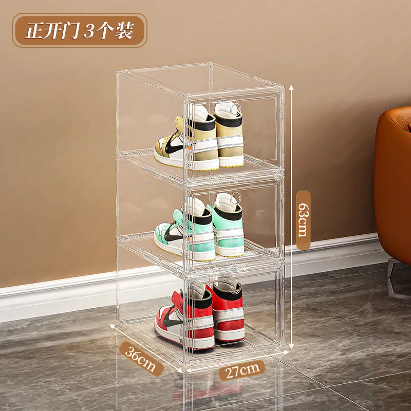 High Transparency PET Sports Shoe Storage Box - Stackable Clear Acrylic Shoe Storage Box Display Cabinet