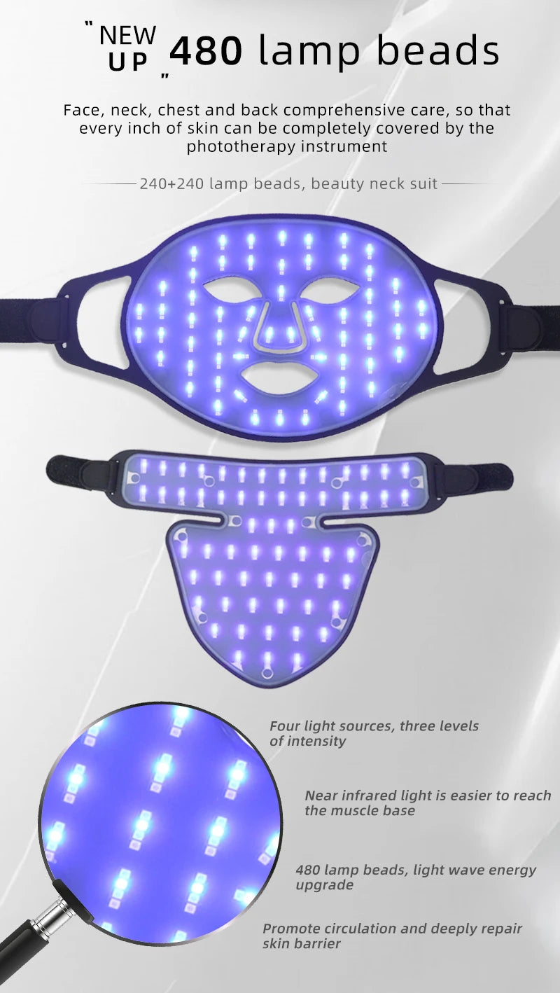 Infrared LED Mask - Silicone LED Anti-Aging Mask for Brightening Skin Tone and Repairing Fine Lines
