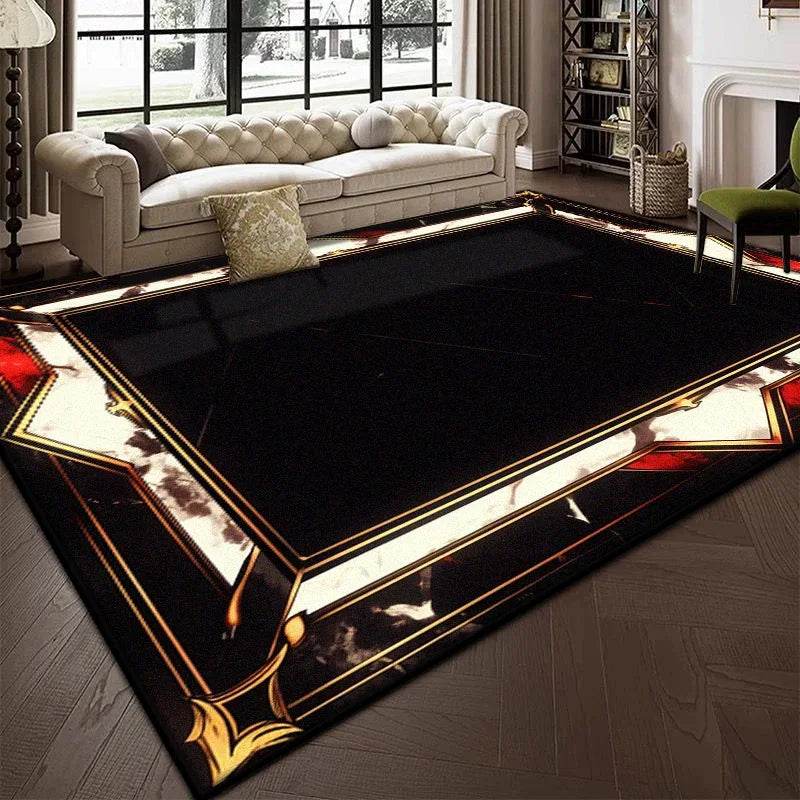Luxury Black Marble Carpet for Living Room Bedroom Decoration Sofa Large Area Rug Cloakroom Office Fluffy Mat