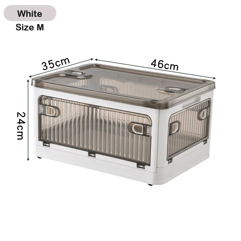 60L Foldable Plastic Storage Box - Glossy Organizer for Clothes, Books & Camping Gear