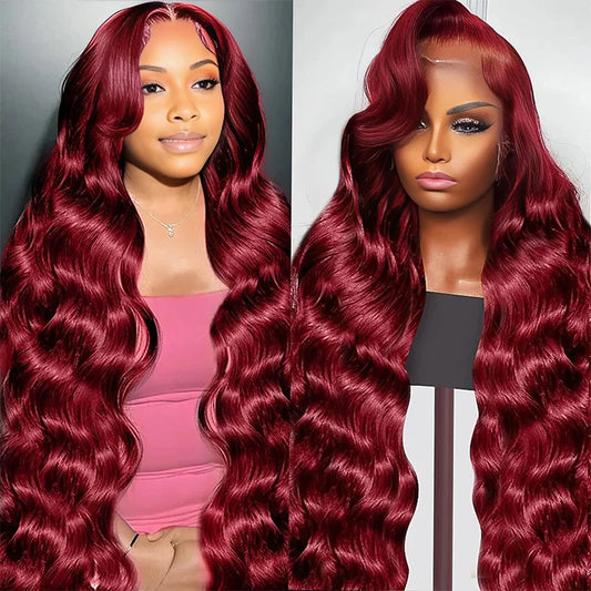 Preplucked HD Lace Frontal Wig - 13x4, Burgundy Body Wave
