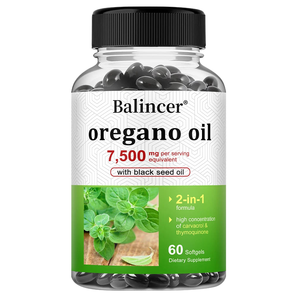 Balincer Oregano Oil Complex – 7500mg Herbal Support with Black Seed Oil (30–120 Ct)