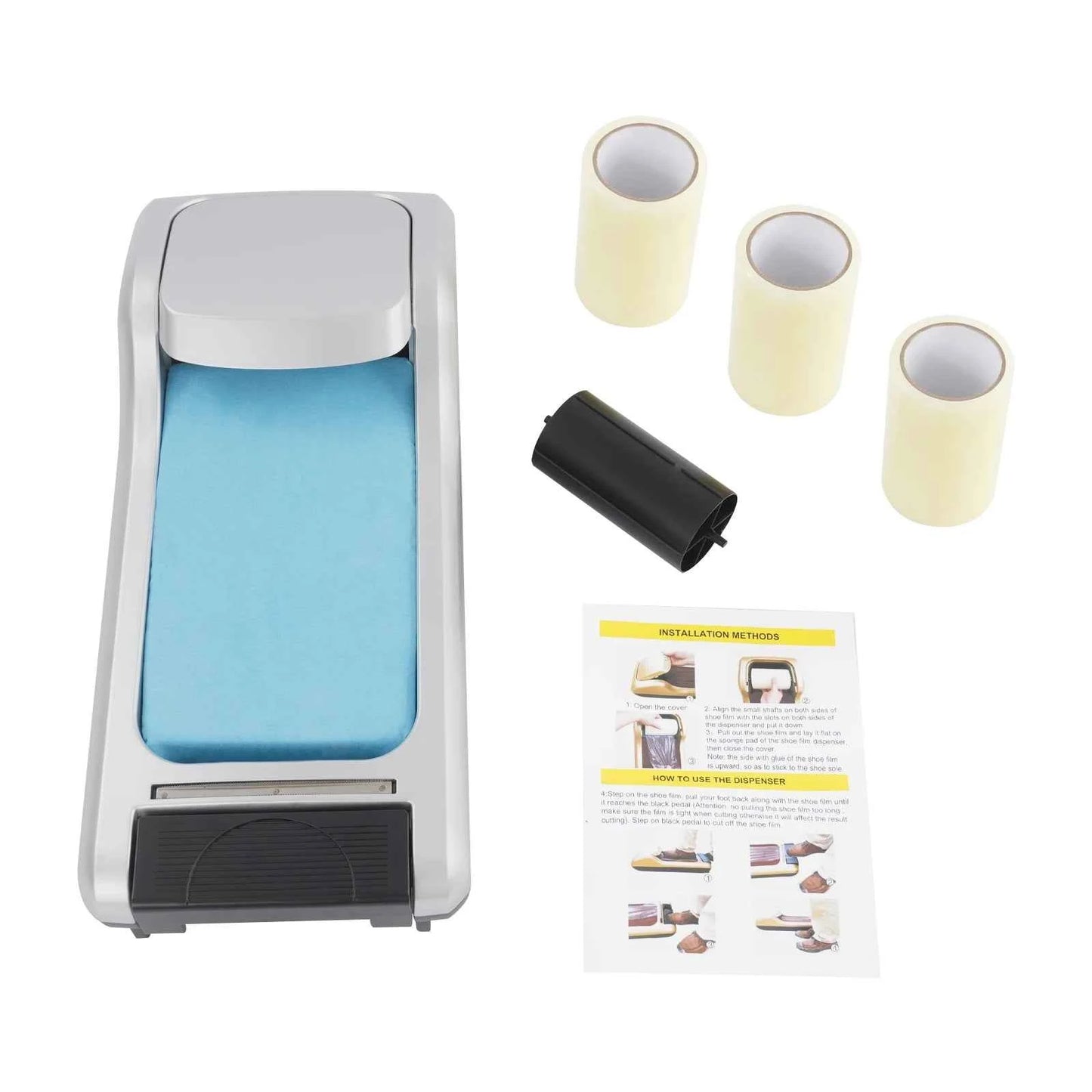 Automatic Shoe Cover Dispenser with 3 Rolls — Hands‑Free Disposable Shoe Films for Home & Office