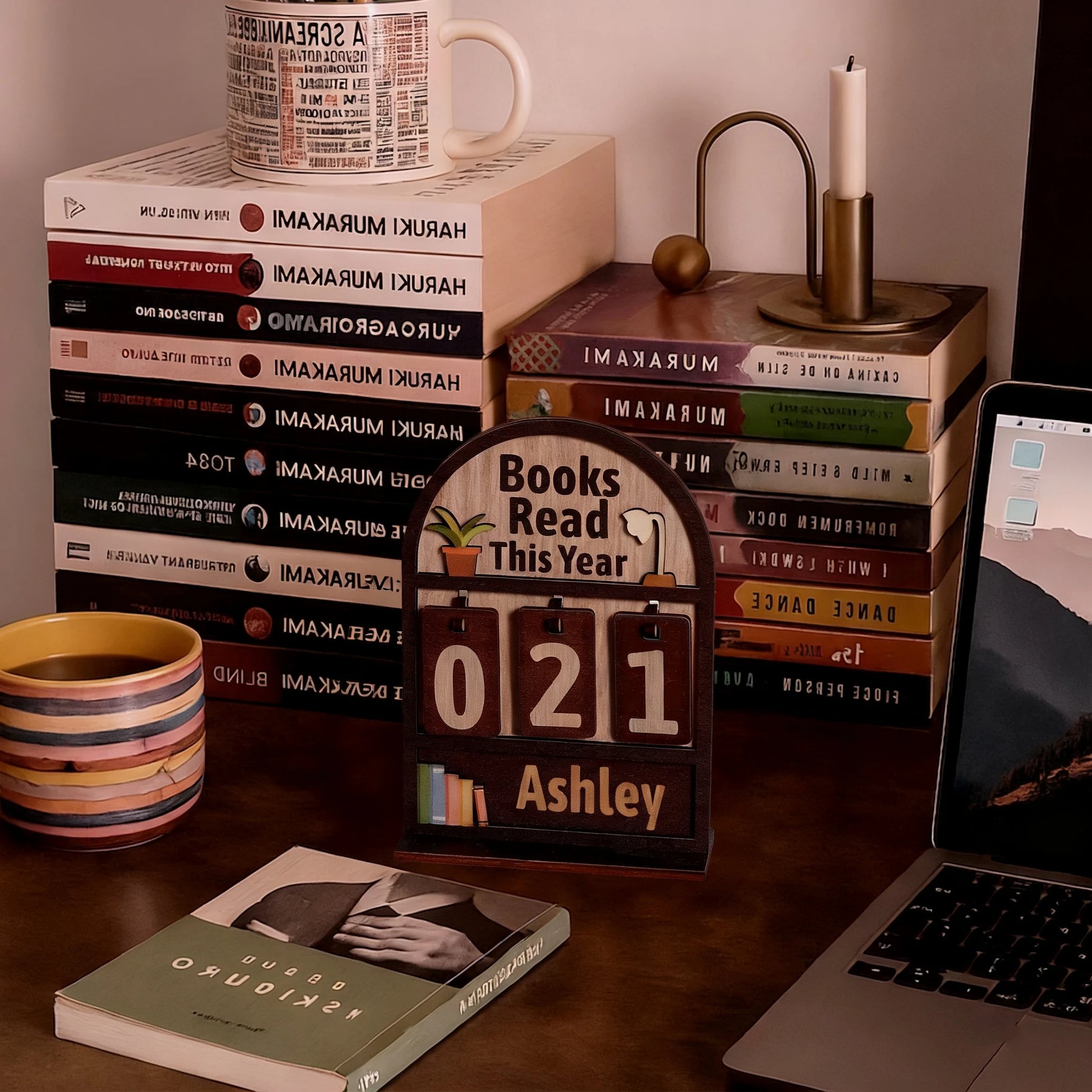 Custom Wooden Book Tracker Sign for Readers - Personalized Books Read Counter & Reading Challenge Tracker
