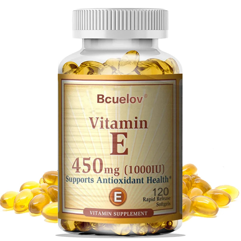 Bcuelov Vitamin E Capsules – Daily Antioxidant Support for Skin & Immunity (30–120 Ct)