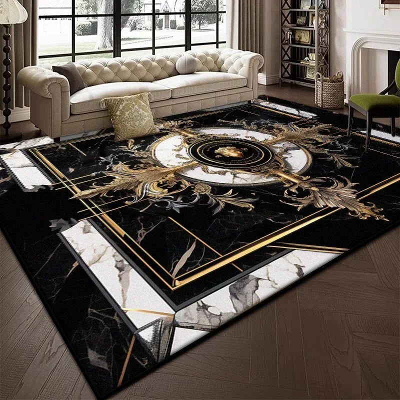 Luxury Black Marble Carpet for Living Room Bedroom Decoration Sofa Large Area Rug Cloakroom Office Fluffy Mat
