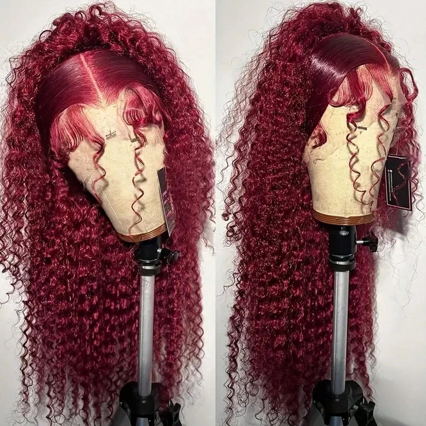 13x6 HD Lace Frontal Wig - 99J Burgundy, Deep Wave Brazilian Hair, 250% Density