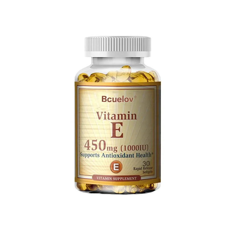 Bcuelov Vitamin E Capsules – Daily Antioxidant Support for Skin & Immunity (30–120 Ct)