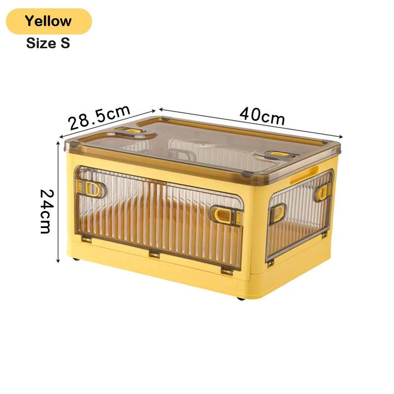 60L Foldable Plastic Storage Box - Glossy Organizer for Clothes, Books & Camping Gear