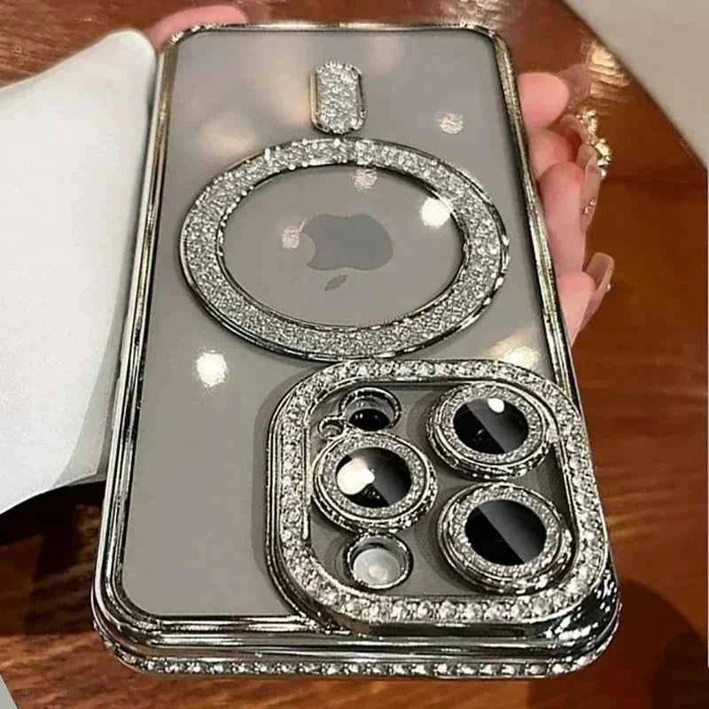 Luxury Diamond Glitter MagSafe Clear Case – Magnetic Wireless Charging Cover