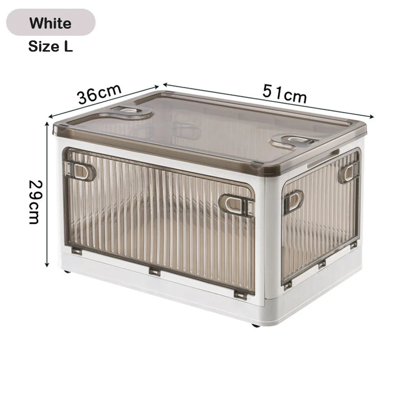 60L Foldable Plastic Storage Box - Glossy Organizer for Clothes, Books & Camping Gear