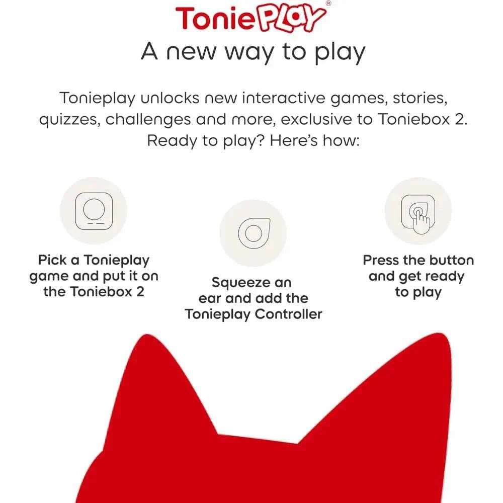 Kids Toniebox Audio Player Bundle – Sunset Red with 3 Figurines & Game Controller