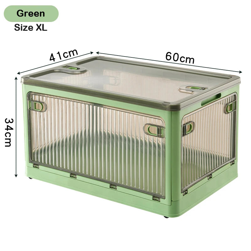 60L Foldable Plastic Storage Box - Glossy Organizer for Clothes, Books & Camping Gear