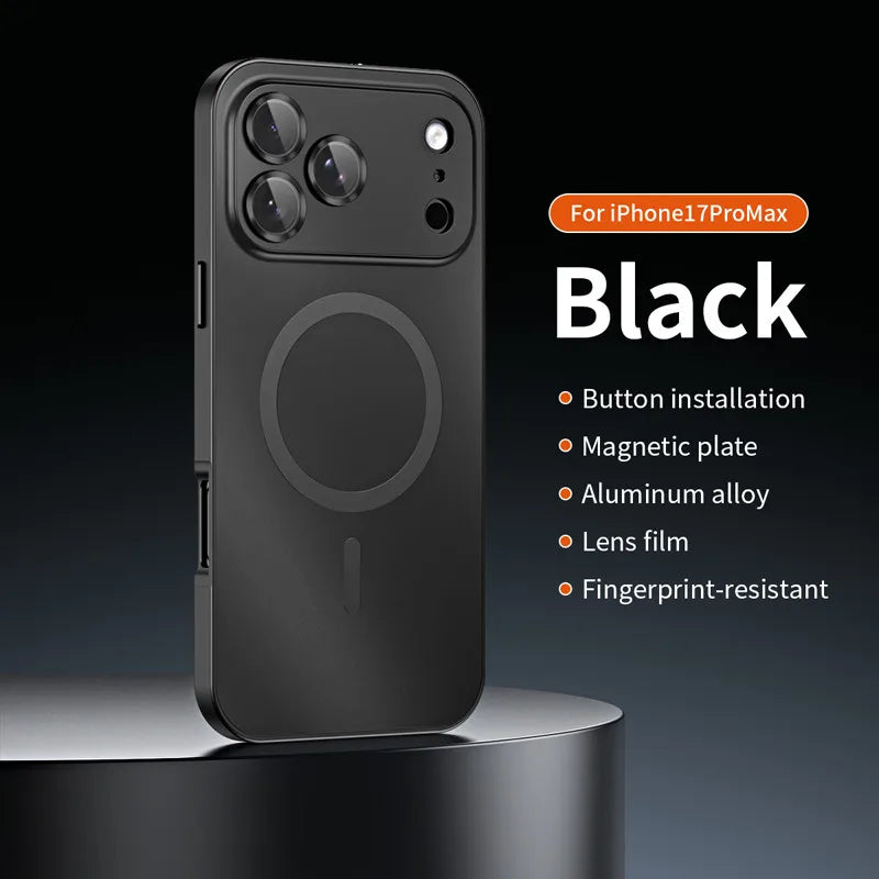 For iPhone Air / 17 Pro Max Magnetic Alloy Snap Case with Lens Ring Film