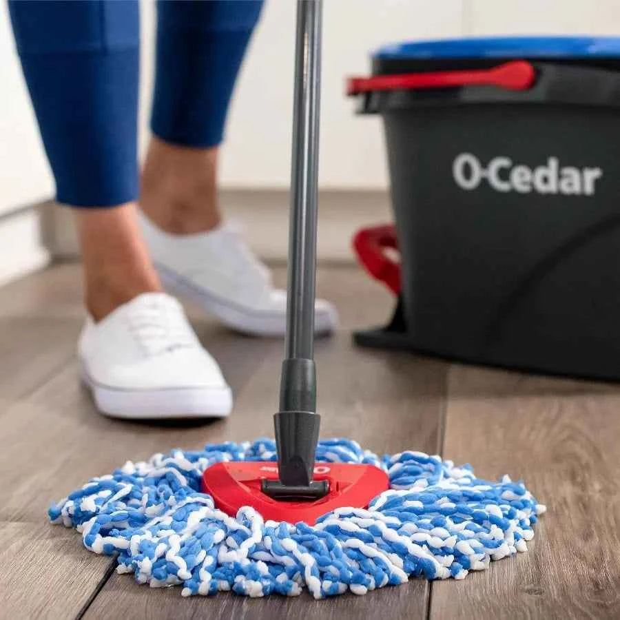O-Cedar RinseClean Spin Mop & Bucket System + 1 Extra Mop Head | Clean with Clean Water | Removes 99% of Bacteria