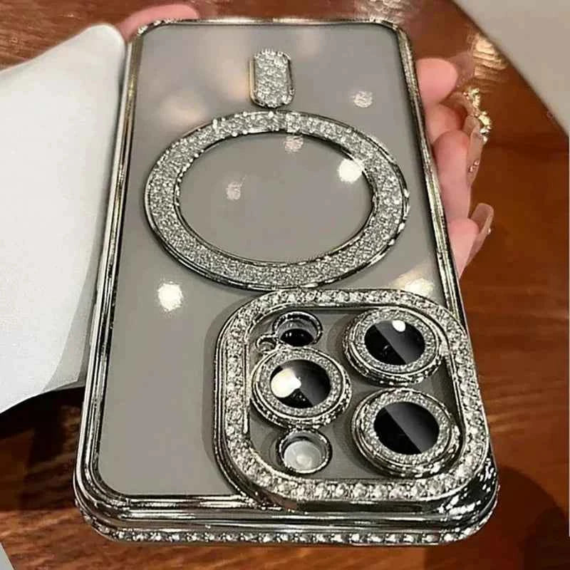 Luxury Diamond Glitter MagSafe Clear Case – Magnetic Wireless Charging Cover