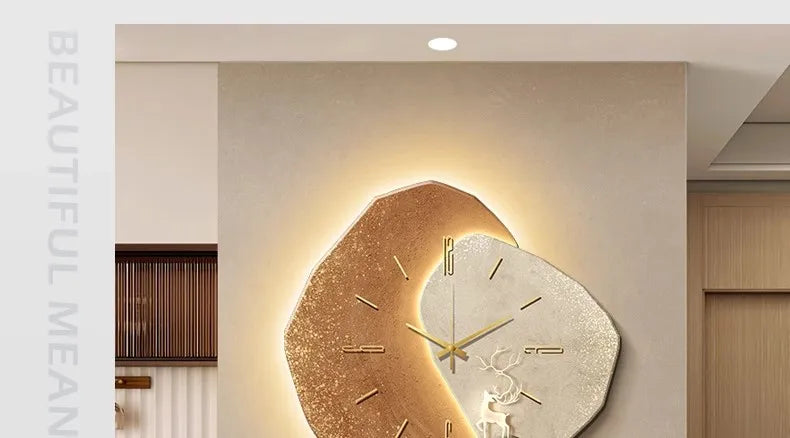 Lucky Stone Modern Wall Clock - High-End Silent Home Clock for Living Room and Wall Hanging