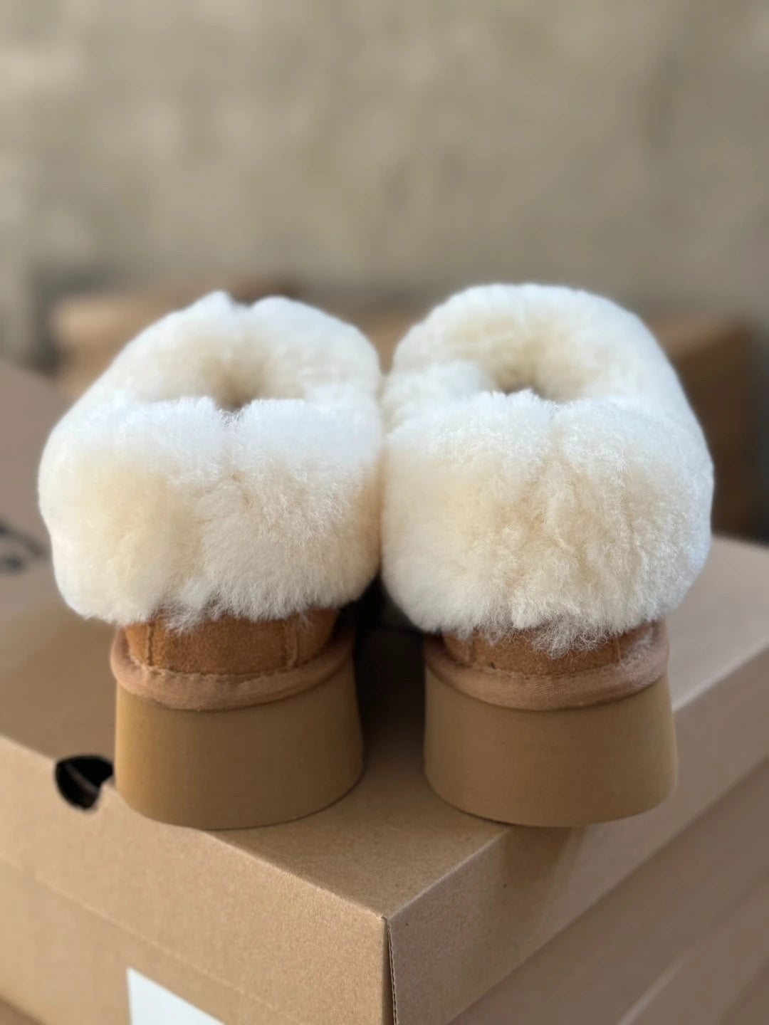 Women’s Mini Winter Snow Boots Genuine Leather Wool Fur Warm Slippers