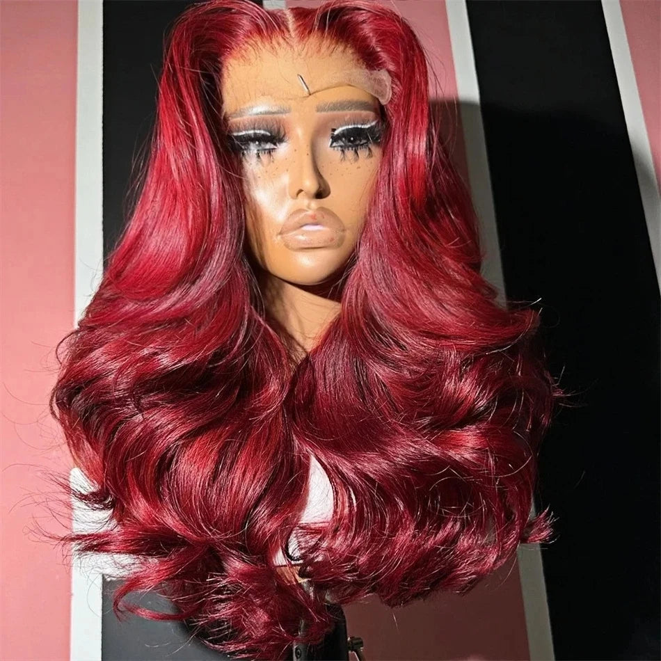 Preplucked HD Lace Frontal Wig - 13x4, Burgundy Body Wave