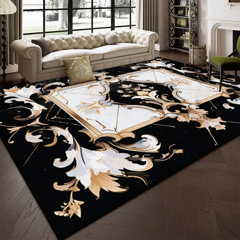Luxury Black Marble Carpet for Living Room Bedroom Decoration Sofa Large Area Rug Cloakroom Office Fluffy Mat