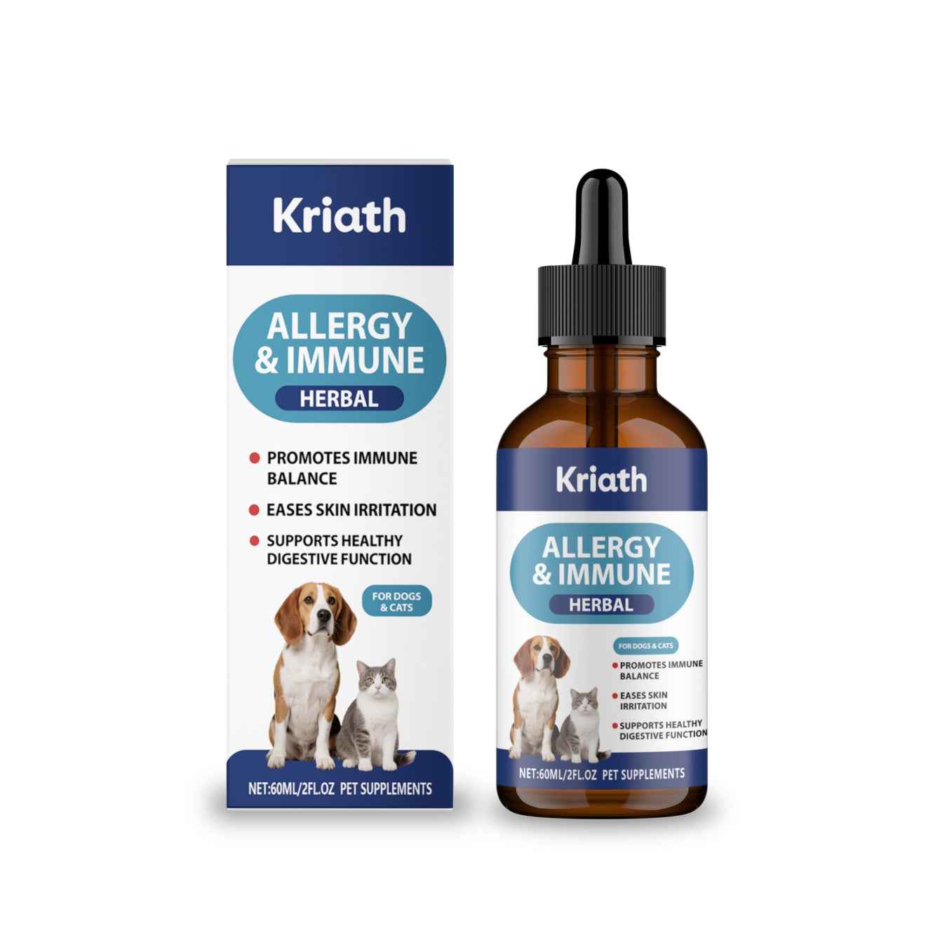 Kriath Allergy & Immune Herbal Drops for Dogs & Cats – 60mL