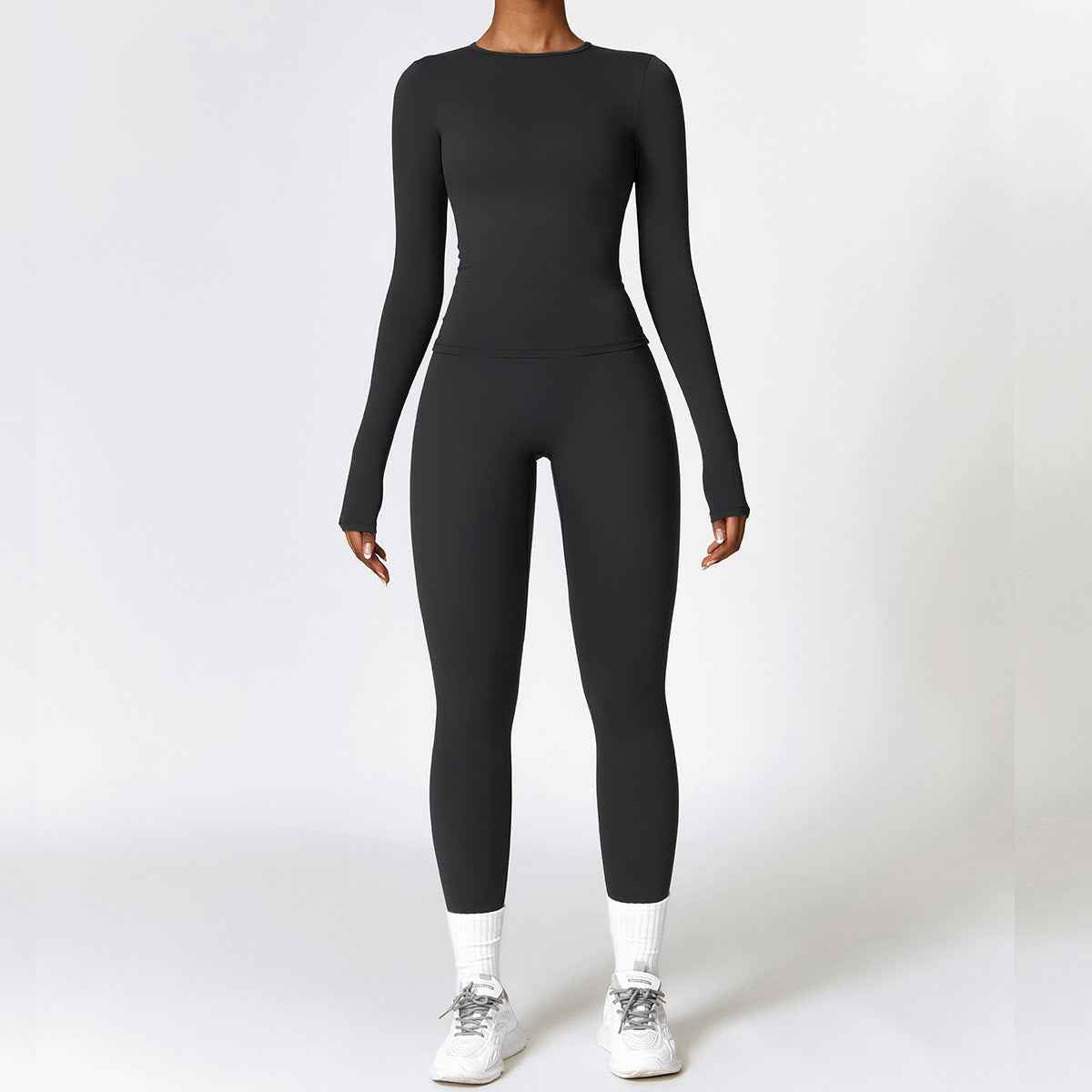 Women’s Brushed Yoga Set – Quick‑Dry Tight‑Fit Long Sleeve Top & High‑Waist Leggings