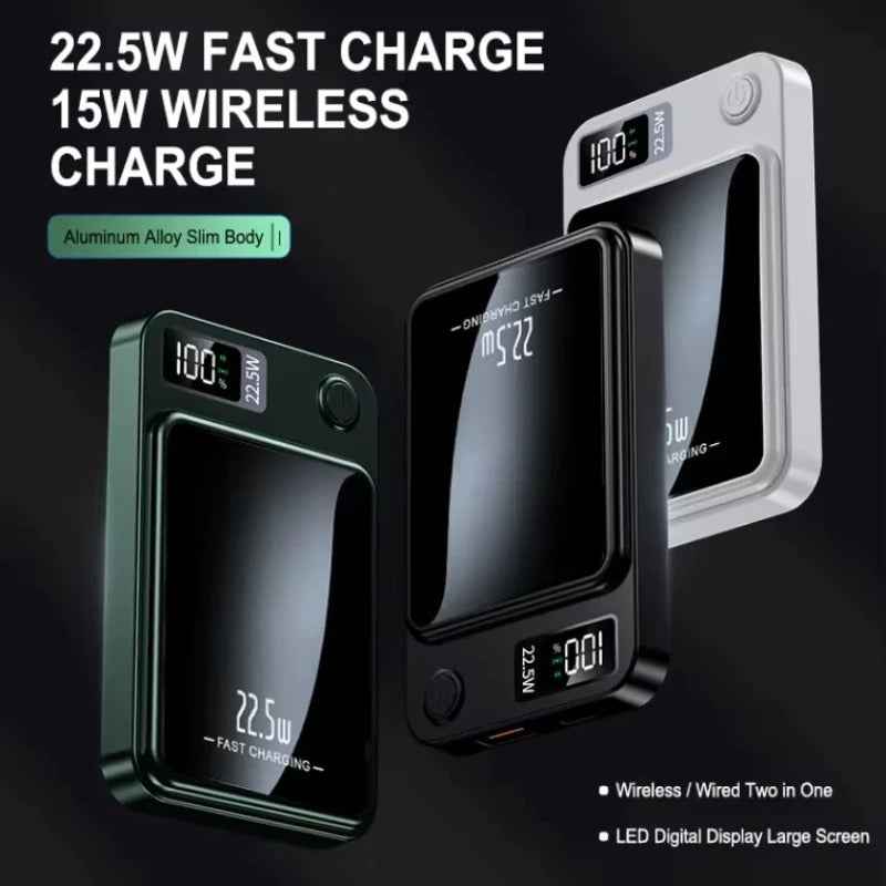 30000mAh Magnetic Power Bank with 22.5W Fast Charging & 15W Wireless Output