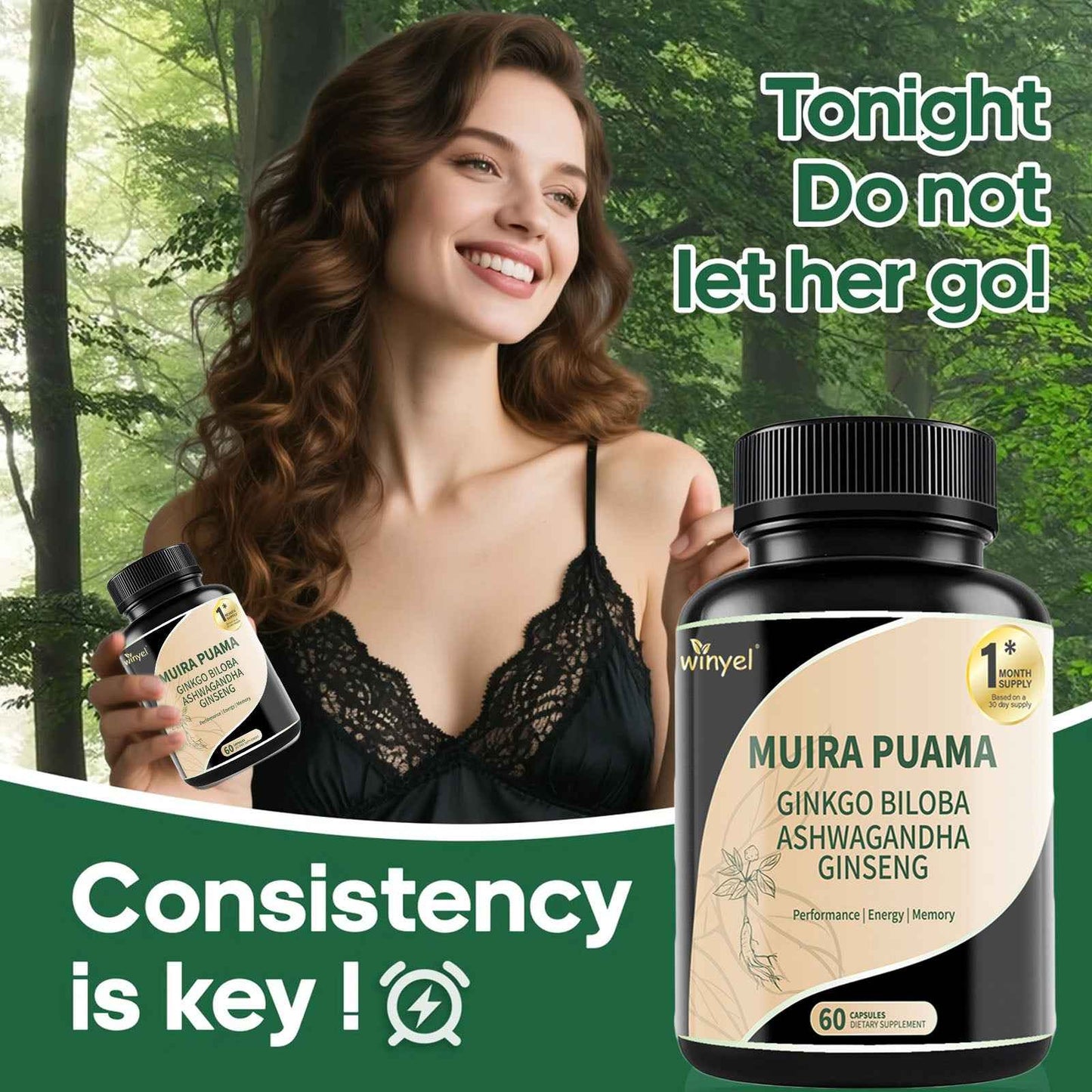 Herbal Energy & Wellness Blend – Muira Puama, Ginseng, Ashwagandha, Ginkgo & Tribulus  60 Capsules